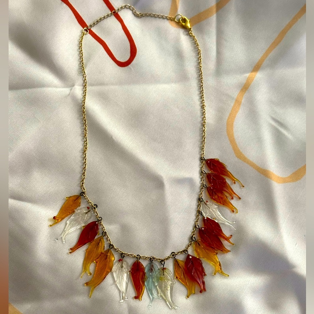 Fall Colored Leaf Necklace